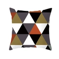 Peach skin pillowcase with geometric triangle print in black, red, and olive gold - Black White Grey Red Gold Geometric Patchwork (TPR154-40)