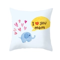 Pfirsichhaut-Kissenbezug mit Aquarell-Elefant und I love you mom Aufdruck für Sofa - 45x45 Quadrat (Ohne Füllung) / Weißes Aquarell Babyelefant Herz (TPR165-19)