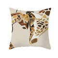 Kissenhülle aus Pfirsichhaut mit Giraffen-Mutter-Kind-Print für die Muttertagsdeko - 45x45 Quadrat (Ohne Füllung) / Beige Giraffe Illustration (TPR165-21)
