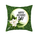 Grüner Muttertag Kissenbezug mit Happy Mother's Day Aufdruck und weißen Blumenmotiven - 45x45 Quadrat (Ohne Füllung) / Dunkelgrüne Schriftrolle Weiße Blume (TPR165-24)
