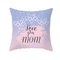 Kissenbezug aus Pfirsichhaut in Lavendel mit Love You Mom Druck und Herzmotiven - 45x45 Quadrat (Ohne Füllung) / Lila Rosa Verlauf Liebe Mama (TPR165-26)