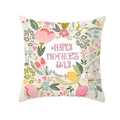 Quadratischer Kissenbezug zum Muttertag mit Blumenmuster und Happy Mother's Day Text - 45x45 Quadrat (Ohne Füllung) / Altweißes Blumenmuster Festlich (TPR165-29)