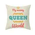 Kissenbezug aus Pfirsichhaut mit Queen of the World Aufdruck zum Muttertag - 45x45 Quadrat (Ohne Füllung) / Vintage Altweiß Königin Mama (TPR165-30)