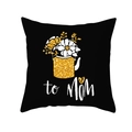 Schwarzer Kissenbezug mit goldenem Gießkannen-Aufdruck und to Mom Schriftzug für Mama - 45x45 Quadrat (Ohne Füllung) / Schwarze Goldene Gießkanne (TPR165-38)