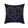 Dunkelblauer Kissenbezug mit roségoldenem Happy Mother's Day Herz-Design - 45x45 Quadrat (Ohne Füllung) / Dunkelblau Roségold Herz (TPR165-39)