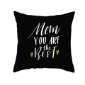 Schwarzer Kissenbezug Pfirsichhaut mit Mom You Are The Best Druck und Goldherzen - 45x45 Quadrat (Ohne Füllung) / Schwarzes Goldherz Mama Best (TPR165-40)
