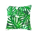 Nordic style pillowcase featuring green monstera leaves with purple shadows on white - Tpr171-7 / 45x45 Square (No Insert)
