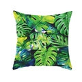 Nordic tropical pillow cover featuring a vibrant green monstera leaf print on black - Tpr171-10 / 45x45 Square (No Insert)