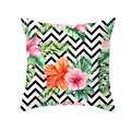 Nordic tropical floral pillowcase with black and white chevron and watercolor hibiscus - Black and White Chevron Tropical Floral Style (TPR171-13)