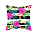 Tropical pillow cover with hibiscus flowers and black white stripes for sofa decor - Tpr171-20 / 45x45 Square (No Insert)