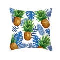 Square cushion cover with bright yellow pineapple and tropical leaf patterns on white - Tpr171-23 / 45x45 Square (No Insert)