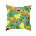 Square turquoise cushion cover with vibrant pineapple and mango tropical fruit prints - Cyan Blue Base Fruit Print Style (TPR171-24)
