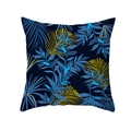 Square pillowcase with tropical palm leaves in blue and yellow on deep blue background - Dark Blue and Yellow Tropical Palm Style (TPR171-29)