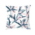 Tropical leaf patterned cushion cover with pink and blue floral design on white background - Fresh Multicolor Plant Leaf Style (TPR171-30)