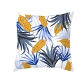 Square cushion cover with navy blue and golden tropical palm leaf pattern design - Navy Blue and Gold Leaf Style (TPR171-31)
