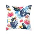 Tropical floral print pillowcase featuring vibrant pink flowers and exotic green leaves - Tpr171-32 / 45x45 Square (No Insert)