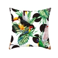 Tropical bird pillow cover with toucan and palm leaves on black polka dot pattern - Tpr171-37 / 45x45 Square (No Insert)