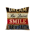 Housse de coussin en polyester style rétro bois avec textes motivants et design rustique - Housse uniquement