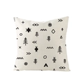 Off-white polyester pillowcase with black African geometric tribal patterns - Tribal Symbols Style (JYM047-2) / 45x45CM (No Core)
