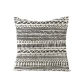 Square beige pillowcase featuring black African geometric patterns on textured polyester - Tribal Rhythm Geometric Style (JYM047-9) / 45x45CM (No Core)