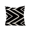 Square polyester pillow cover with black and white geometric step patterns and woven texture - Geometric Step Zigzag Style (JYM047-10) / 45x45CM (No Core)