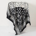 90cm black and white paisley satin silk scarf featuring elegant mandala pattern - 90x90cm / Black and White Patchwork