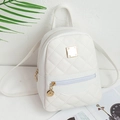 Mini white quilted PU leather backpack for women with elegant golden metal hardware - White