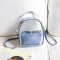 Light blue mini transparent backpack with inner pouch and Little Beauty print - Dark Blue