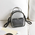 Mini frosted black transparent PVC backpack with letter print and inner pouch - Black