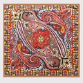 Elegante zijden sjaal van 90 cm met rood-bruine paisley etnische print - Donkerrood Bruin Etnische Stijl (BX-4)