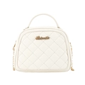 Elegant cream quilted handbag with a gold chain strap and top handle in a sleek finish - Off-white