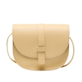 Minimalist creamy beige saddle bag with decorative strap and buckle detail for women - Off White