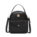 Classic black small backpack for women in lychee leather with gold hardware - Plain Pattern (Lychee Texture) / Black