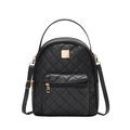 Klassischer schwarzer gesteppter Mini-Rucksack mit goldener Hardware für Damen - Rautenmuster / Schwarz