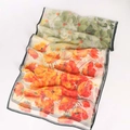 Long georgette scarf with floral print and gradient orange to green colors on white background - Fresh Green