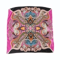 Vintage paisley pattern satin silk square scarf with colorful mandala design on white background - Rose Red Black Exotic Style (3#)