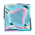 Moderner Satin-Viereckschal mit buntem Leopardenmuster und geometrischen Motiven auf Weiß - 60*60cm / Blau (2#)