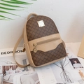 Mini brown monogram backpack with khaki trim and golden metal plate for women - Monogram Brown