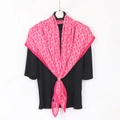 Magenta floral cotton linen scarf for women made of 100% viscose fabric in large square shawl - 90cmx90cm / Rose Red