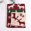 Sciarpa natalizia spessa in maglia con motivi festivi di renne e fiocchi di neve - Patchwork Rosso e Verde (Stile 1)