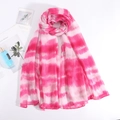 Flat lay of pink and white tie-dye cotton scarf with magazine and perfume accessories - Pink White Gradient (Style #4)