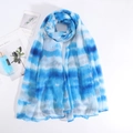 Detailed macro view of blue and white tie-dye cotton linen scarf with artistic gradients - Blue White Grey Gradient (Style #3)