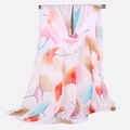 Eleganter langer Chiffon-Schal mit Ginkgoblatt-Muster für Damen, leicht und transparent - Standard / Hellrosa