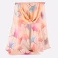 Eleganter Ginkgoblatt Chiffonschal für Damen mit warmem orangefarbenem Blumenmuster - Standard / Schnee-Elfenbeinrosa