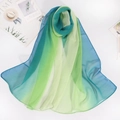 Écharpe légère en mousseline avec dégradé arc-en-ciel du sarcelle au bleu roi pour femme - Bleu Vert Dégradé (Style 4)