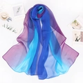 Lightweight rainbow gradient silk scarf in blue and purple hues for summer protection - Blue Purple Gradient (Style 9)