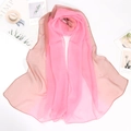 Pañuelo ligero de seda georgette para mujer con un suave diseño degradado en color rosa - 160x50cm / Degradado Rosa Beige