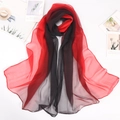 Detail view of red and black gradient georgette scarf with soft translucent texture - Red Black Gradient (Style 11)