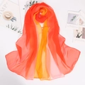 Detailed close-up of summer chiffon scarf with bright orange and yellow gradient texture - 160x50cm / Orange Yellow Gradient