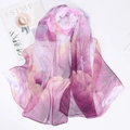 Floral chiffon scarf with gradient purple lotus print for summer sun protection - 160*50CM / Lotus - Purple